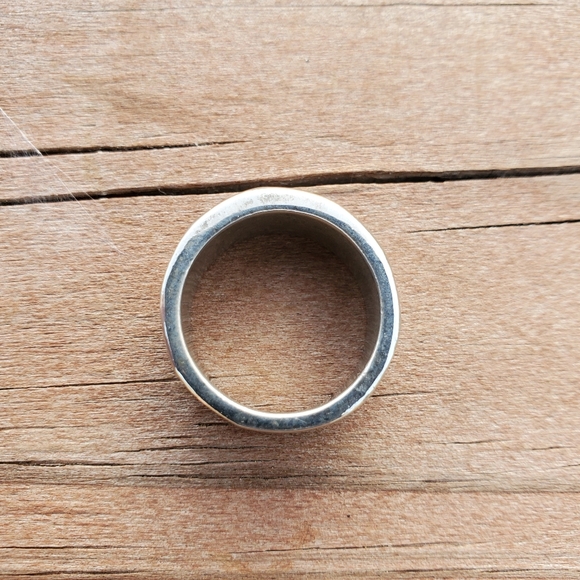 Handmade Enamal & Sterling Silver Ring- Midnight/Aqua (Size  6 1/2) - Picture 4 of 6